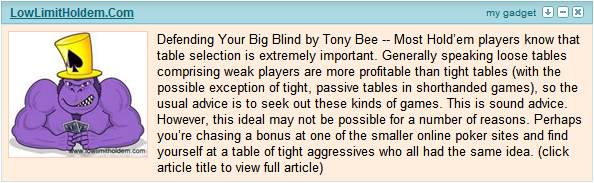 Newest Low Limit Poker Article