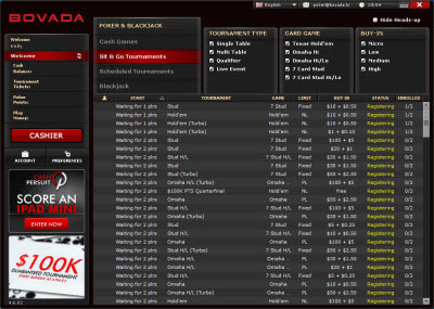 Bovada Poker Lobby