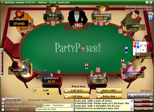 Party Poker Holdem Table