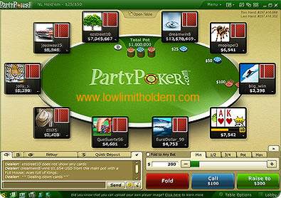 Party Poker Holdem Table